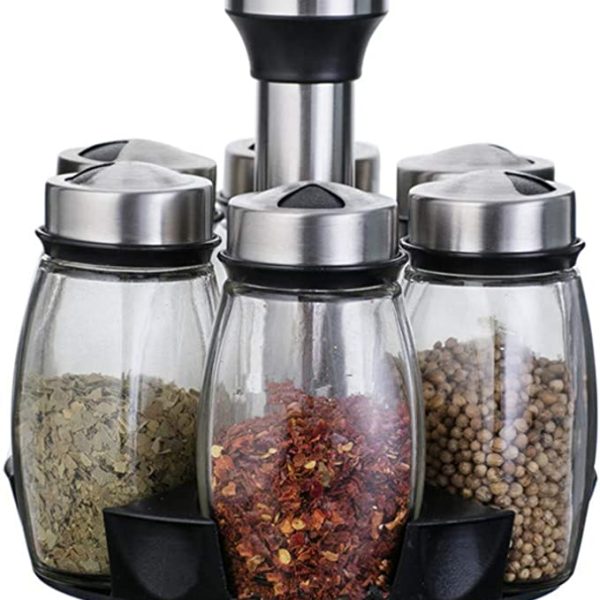 6 pcs Rotating Condiment Spice Jars Set for Kitchen
