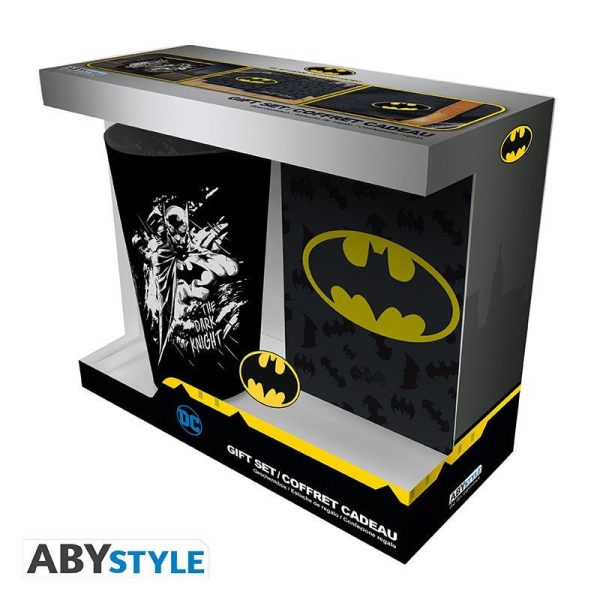ABY GIFT SET: DC COMICS- BATMAN (GLASS + PIN + NOTEBOOK)