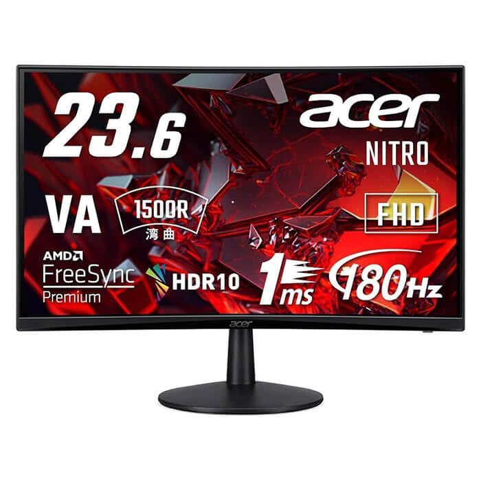 Acer Nitro ED240Q S Curved Gaming Monitor 23.6-inch FHD 1920x1080, VA Panel Technology, HDR10, 180Hz Refresh Rate, 1ms Response Time, AMD FreeSync Premium technology, Built-in...