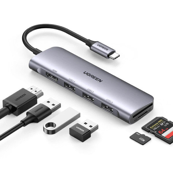 Adapter HUB UGREEN CM511 USB-C to HDMI, 3x USB-A 3.0, SD/TF CM511 - 20956A