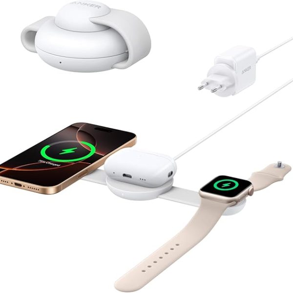 Anker MagGo Wireless Charging Station (3-in-1, Foldable Pad) - White B25M8H21