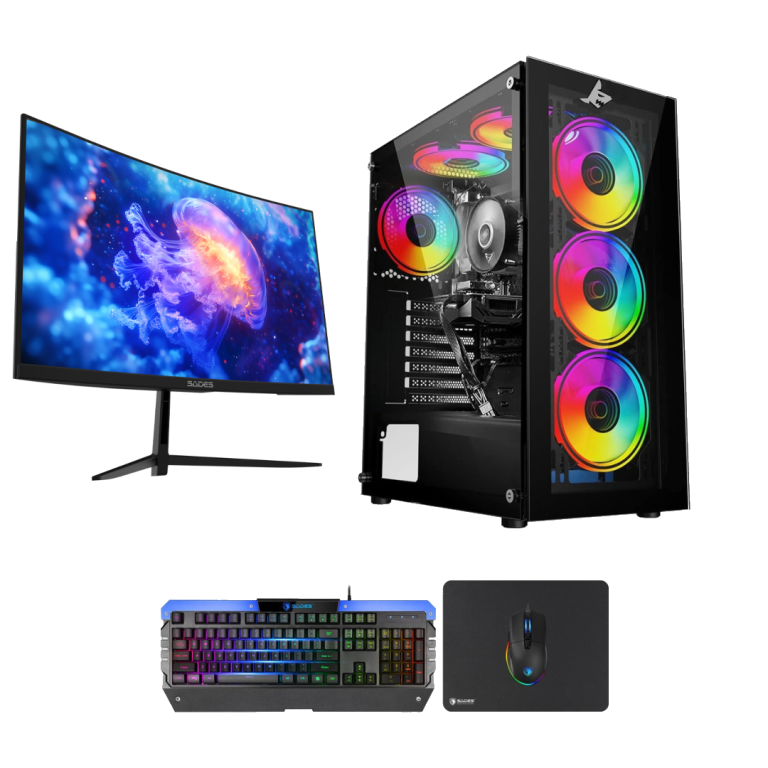 Bundle Gaming PC Intel Core i5-14400F, RTX 4060 EVO, 16GB RAM with Sades NC-Pelagia SC-CJ04F24B, 24" FHD 1920x1080, 200Hz, 0.5ms, HDMI 2.1, VA, Curved Gaming Monitor and Sades...