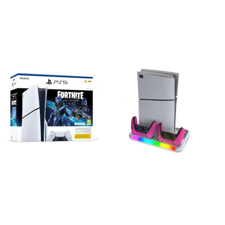 Bundle:PS5 Slim Console Disk Fortnite Cobalt + Dobe TP5-3557 Multifunctional Cooling Stand For PS5/PS5 Slim