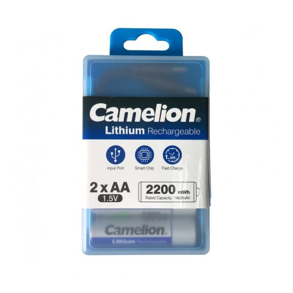 CAMELION Rechargeable lithium Battery: Type-C input Battery UB-AAA650-PBH2 ( 2pcs/box+10cm Type A to Type C x 2 cable ) 1.5V Lithium AAA Rechargeable - 430mah / 650mWh 7