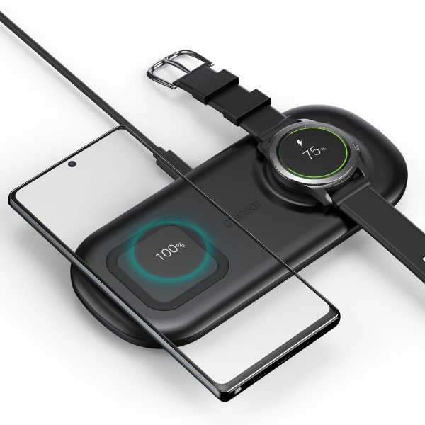 CHOETECH 2 in 1 Wireless Charger, 10W Max Wireless Charging Pad with Adapter for Galaxy Watch - T570