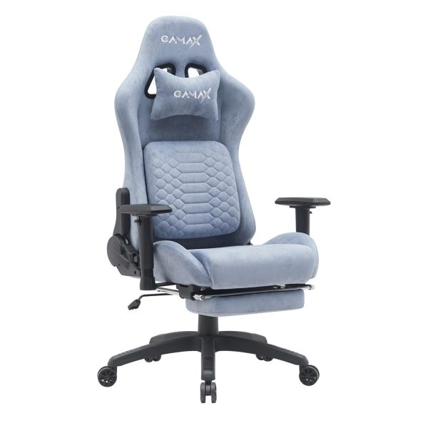 Gamax Gaiming Chair model BS-7966 with Foot Rest - Light Blue ( Installation not included )