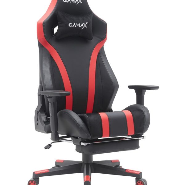 Gamax Gaming Chair model BS-7012 with Foot Rest - Black & Red ( Installation not included )