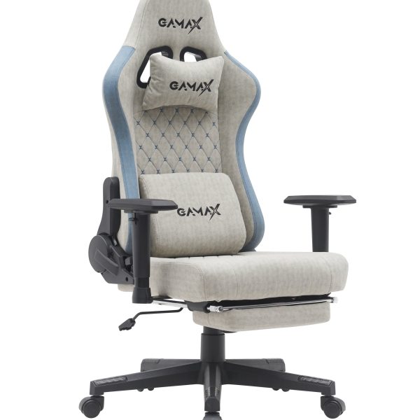 Gamax Gaming Chair model BS-7970 with Foot Rest - Light Gray ( Installation not included )