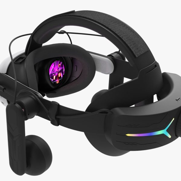 Gamax Meta Quest 3 Head Strap with 8000mAh battery , Dazzle light & Headphone - Black