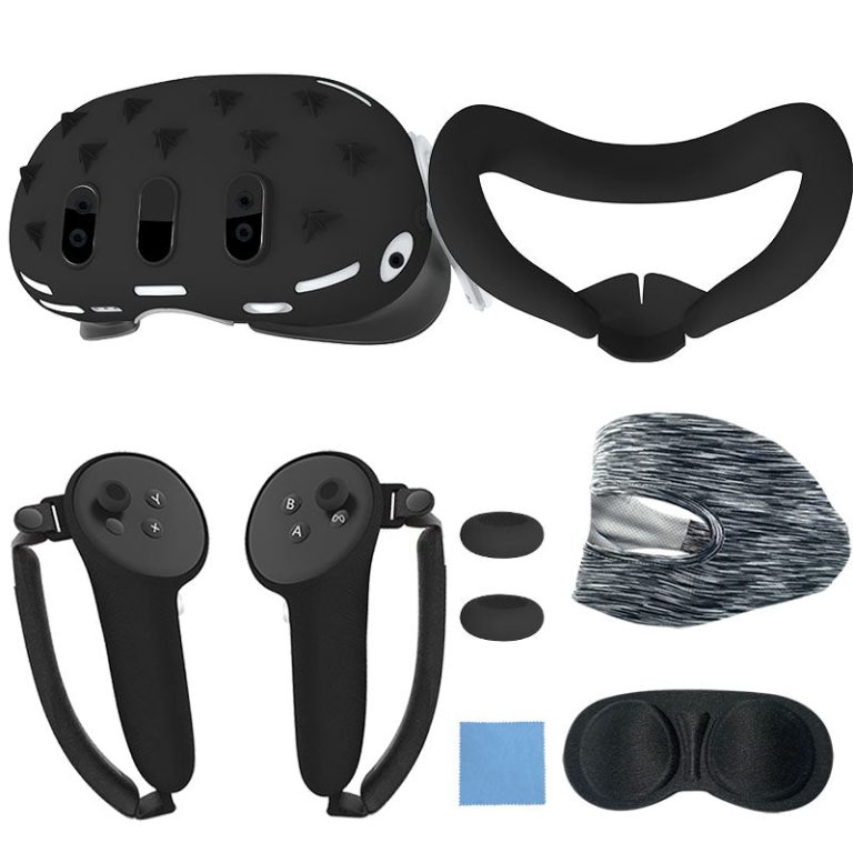 Gamax Meta Quest 3 Hexagon Flat Silicone Protective Case Set - Black