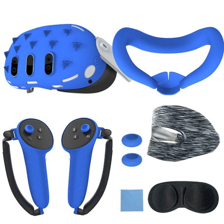 Gamax Meta Quest 3 Hexagon Flat Silicone Protective Case Set - Blue