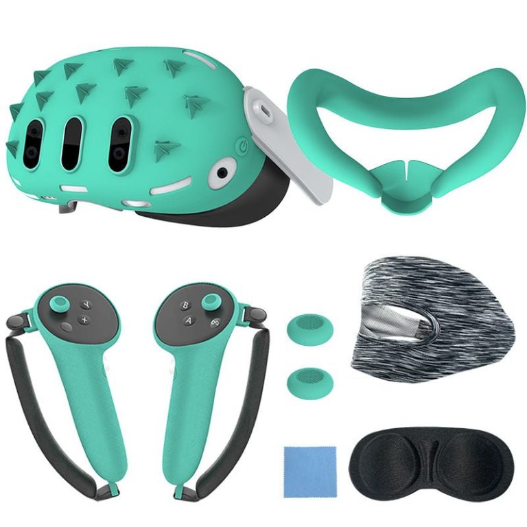 Gamax Meta Quest 3 Hexagon Flat Silicone Protective Case Set - Green