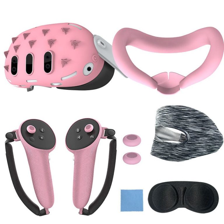 Gamax Meta Quest 3 Hexagon Flat Silicone Protective Case Set - Pink