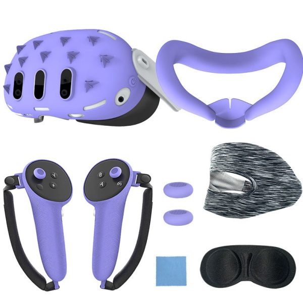 Gamax Meta Quest 3 Hexagon Flat Silicone Protective Case Set - Purple