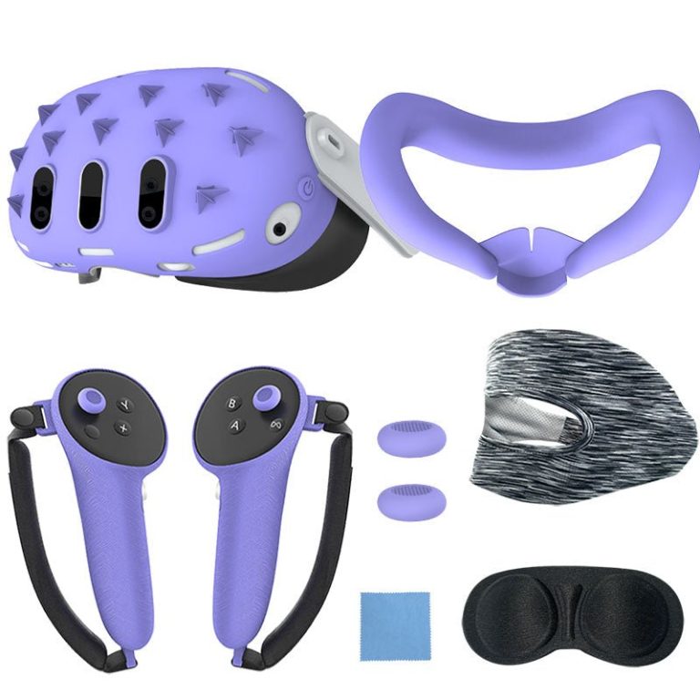 Gamax Meta Quest 3 Hexagon Flat Silicone Protective Case Set - Purple