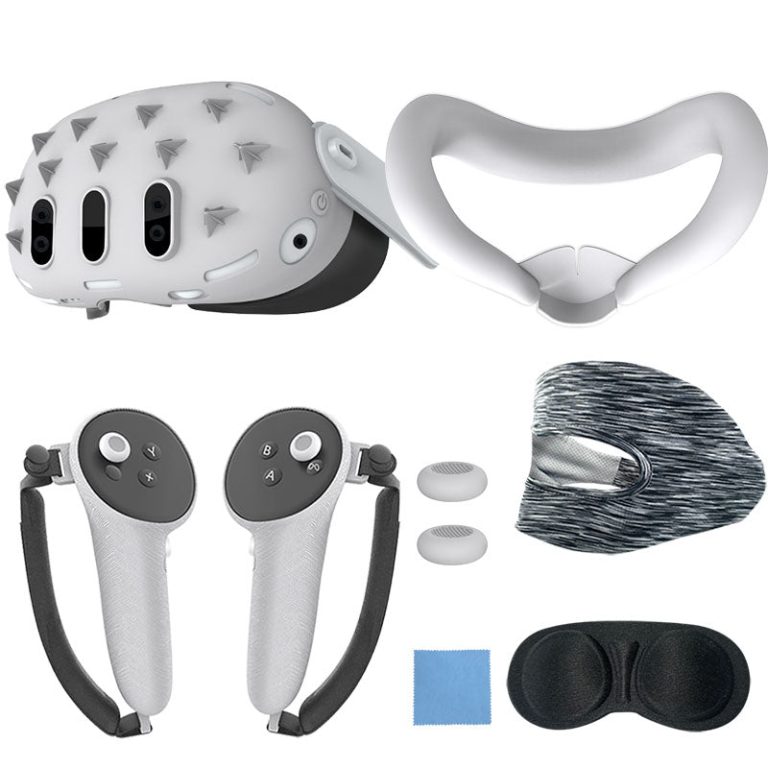 Gamax Meta Quest 3 Hexagon Flat Silicone Protective Case Set - White