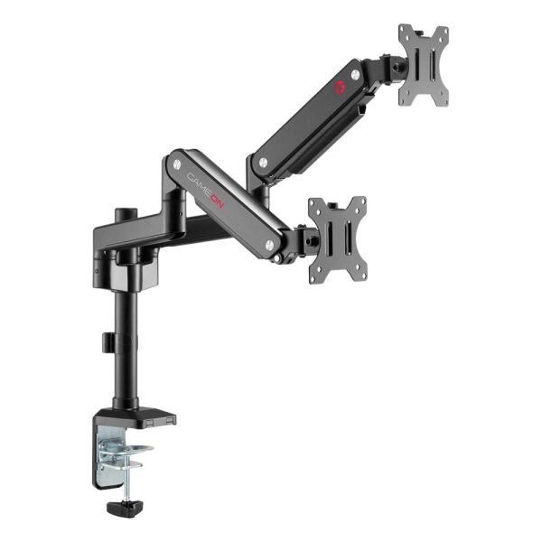 GAMEON GO-2045 Pole-Mounted Gas Spring Dual Monitor Arm