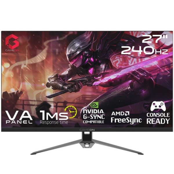 GAMEON GOP27FHD240VA 27" FHD, 240Hz, 1ms (1920x1080) Flat VA Gaming Monitor With G-Sync & Free Sync (HDMI 2.1 Console Compatible) - Black