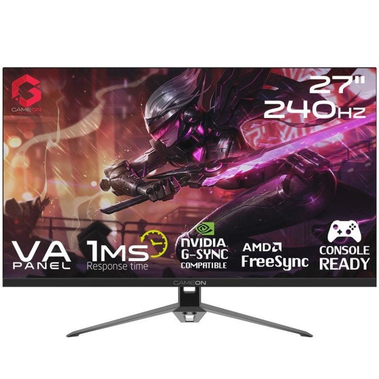 GAMEON GOP27FHD240VA 27" FHD, 240Hz, 1ms (1920x1080) Flat VA Gaming Monitor With G-Sync & Free Sync (HDMI 2.1 Console Compatible) - Black