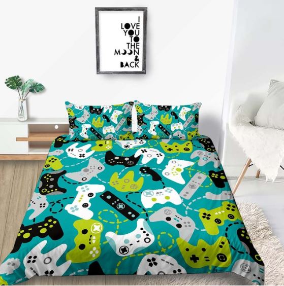 Gamer Green Bedding Set For Young People Creative Fashionable Unique Design Bed & Pillow Sheet