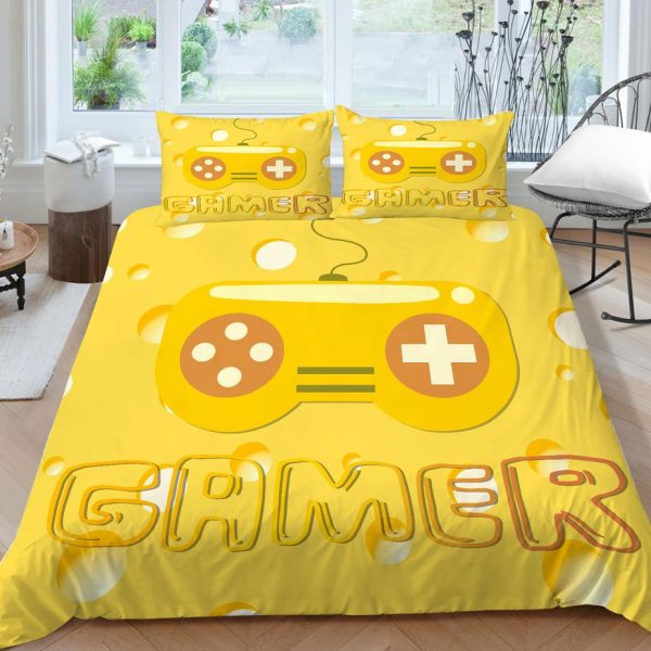 Gamer Yellow Bedding Set For Young People Creative Fashionable Unique Design Bed & Pillow Sheet