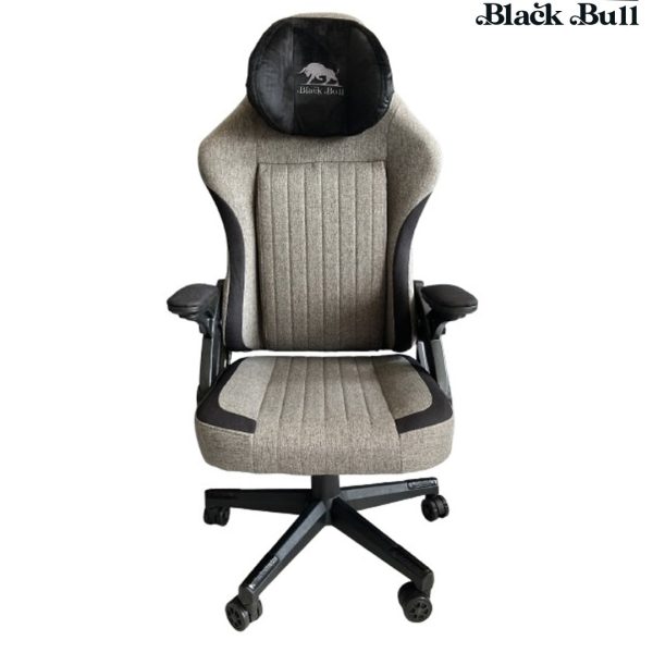 Gaming Chair With Molded Headrest Up & Down - Fabric, Gray /Black by Black Bull - UMGC106R
