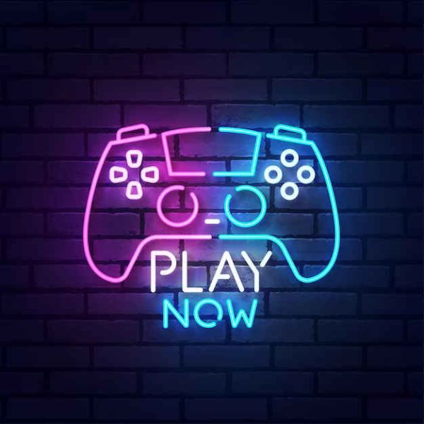 Gaming Neon Sign" Play Now Logo "