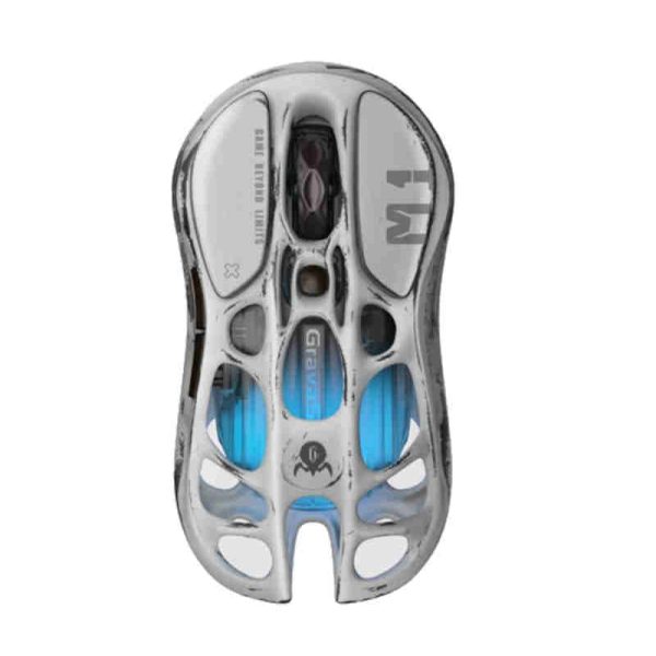GravaStar Mercury M1 Pro Wireless Gaming Mouse - Battle Worn Silver Mist Version with 4K Dongle