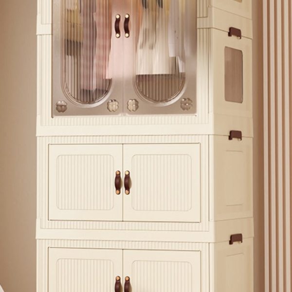 Home Kid Clothes Toy Organizer Folding Plastic Storage box Cabinet with 10 clothes hanger 66X43X143 CM