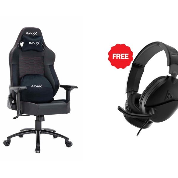 Level Up Offers: Gamax Ergonomic Adjustable Black Gaming Chair Black+ Free Turtle Beach Recon 70P Black