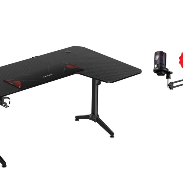 Level Up Offers: Gamax HY-R Gaming Table (L-Shaped) 160*100*75cm with Mousepad - Right + Free Sades ME6S Tyto Gaming Microphone - Black