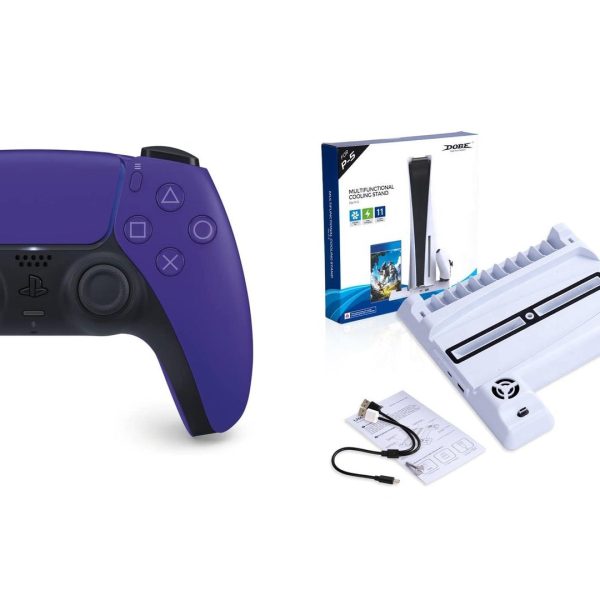 Level Up Offers: PS5 DualSense Controller Galactic Purple + Dobe PS5 Multifunctional Cooling Stand TP5-0593