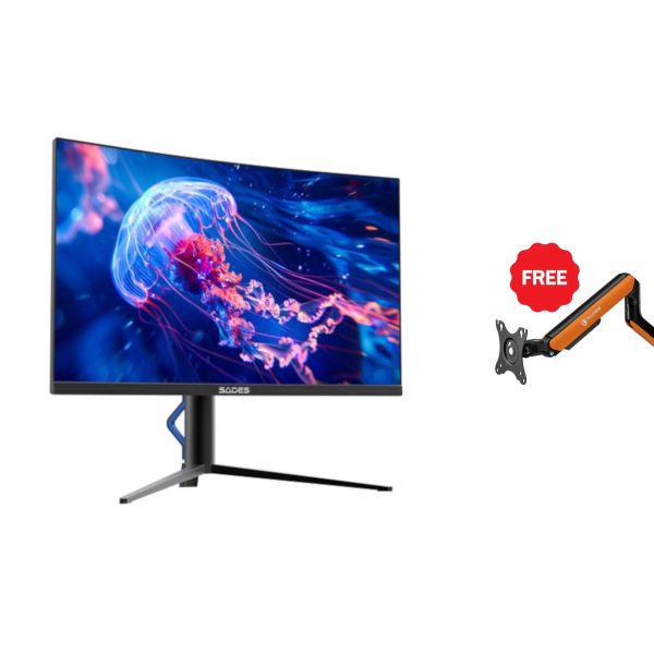 Level Up Offers: Sades BX-Jellyfish 27",FHD,HDMI 2.1, 280Hz, 0.5ms Curved Gaming Monitor + Free Sades Apep SA-MA02 Single Monitor Mount Arm (Max size 32"/9KG Per ARM) - Orange