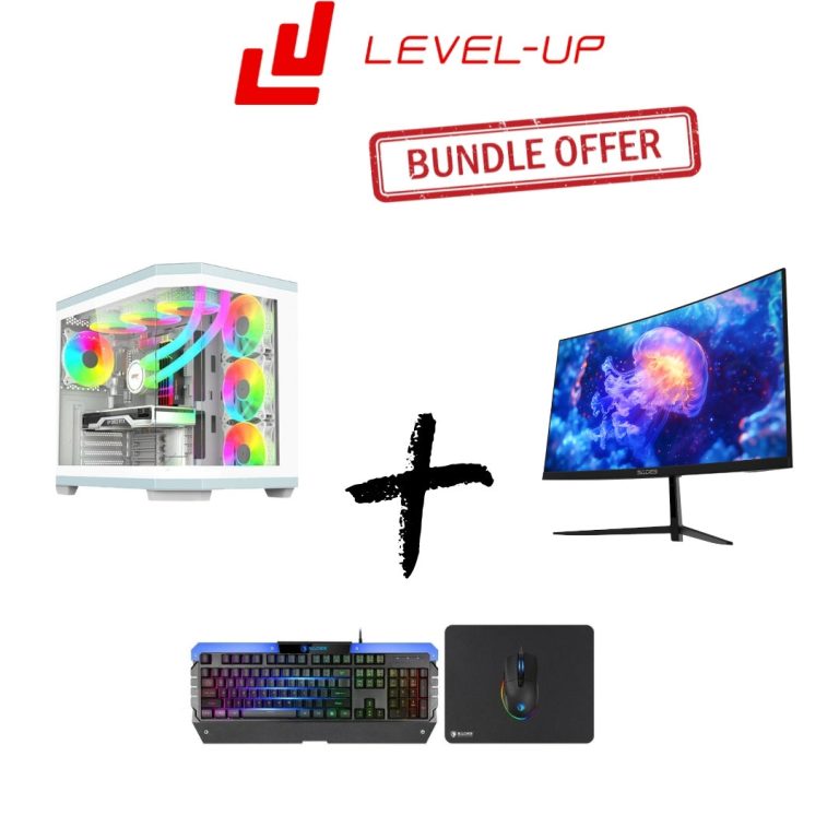 Level Up PC Bundle: Computer i5-12400F, RTX 3050, 16GB RAM, Screen Sades NC-Pelagia SC-CJ04F24B, 24" FHD 1920x1080, 200Hz, 0.5ms, HDMI 2.1, VA, Curved Gaming Monitor, Sades...