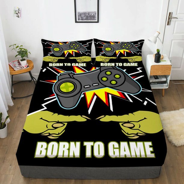 Modern Home Bedclothes Unique Design Bedding Sheet With Pillowcase 3D Cartoon Game Pad Printed