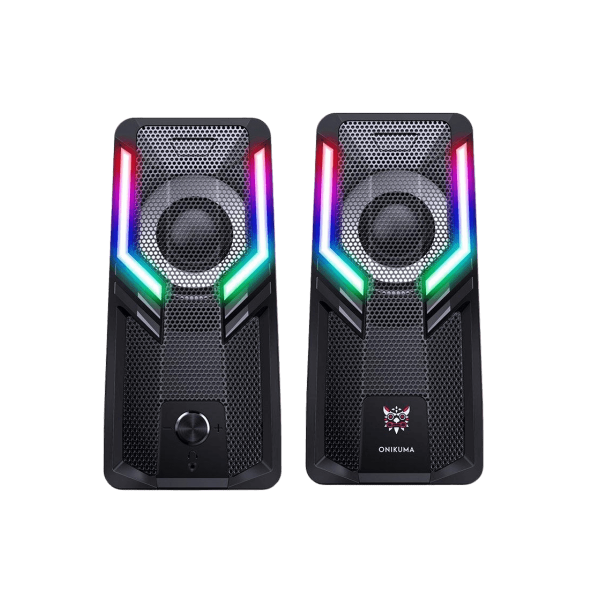 ONIKUMA G6 Gaming Speaker for PC/Phone 2.0 Channel RGB Atmosphere Light Stereo Bass 3.5mm AUX USB Wired Speaker