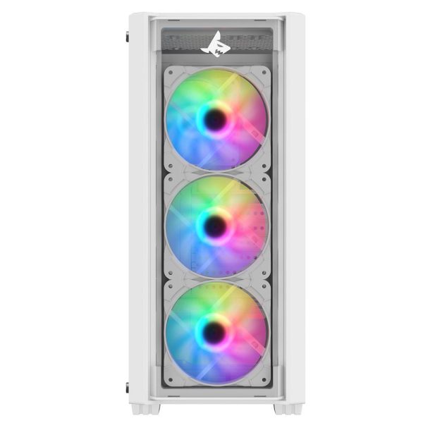 PC Case SHARX STRIKER ARGB - ATX PC Case With Front Mesh Panel, 4 x 120mm Pre-Installed Fans Model S-200,WHITE