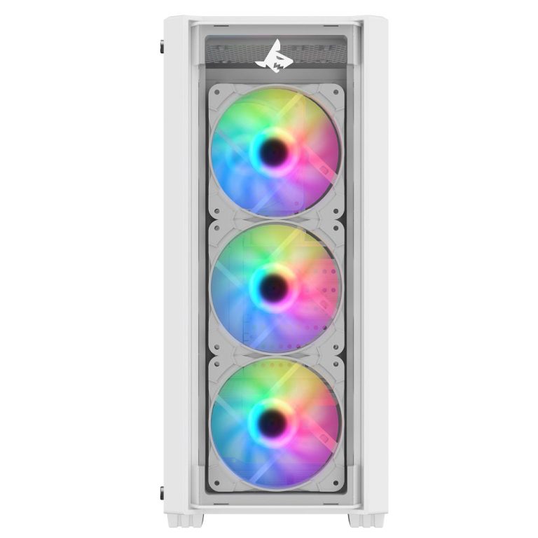 PC Case SHARX STRIKER ARGB - ATX PC Case With Front Mesh Panel, 4 x 120mm Pre-Installed Fans Model S-200,WHITE