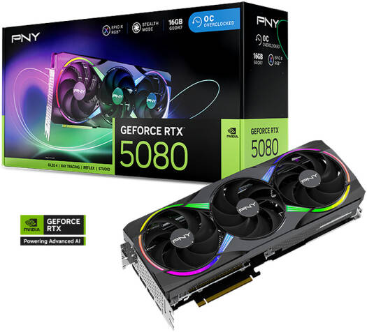PNY GeForce RTX 5080 ARGB EPIC-X RGB OC Graphics Card, 16GB GDDR7
