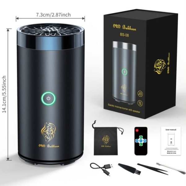 Portable Electric Bukhoor Incense Car Burner with Bluetooth Speaker & USB Charging