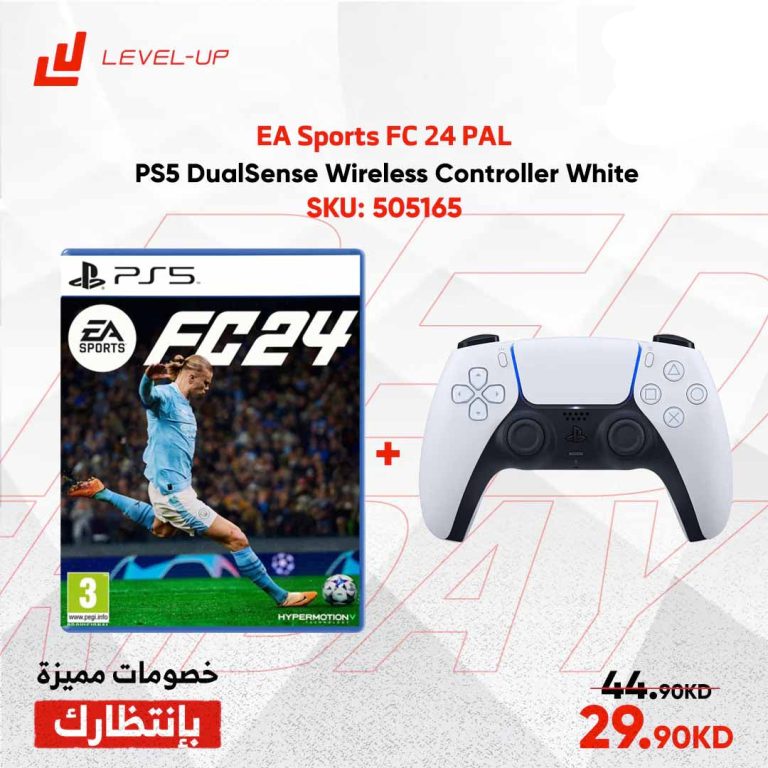 PS5 DualSense Wireless Controller White with PS5:EA Sports FC 24 PAL " English Only "