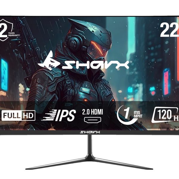 SHARX Gaming Monitor 22", FHD 120hz Refresh Rate, 1ms, IPS, 2.0HDMI, Fixed Stand, Free Sync, G-Sync Compatible Model 22F120I.