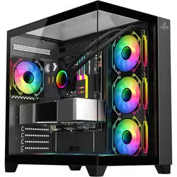 SHARX PROFIN ATX Min-Tower Gaming PC Case, With 7X 120mm Pre-Installed ARGB Fans Model XI700B, Black