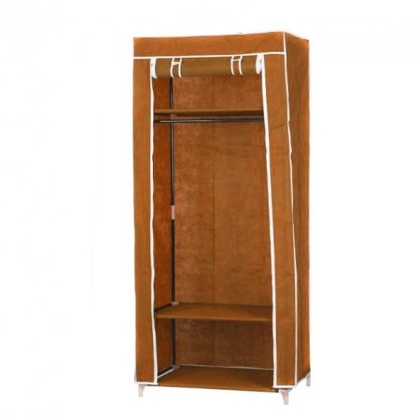 Single Door Portable Foldable Hanging Storage Wardrobe with 3 Shelves - Assorted Colors
