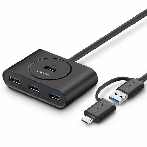 Ugreen 1m 4 Port USB 3.0 Hub With Type-c Adapter - Black 40850 - CR113