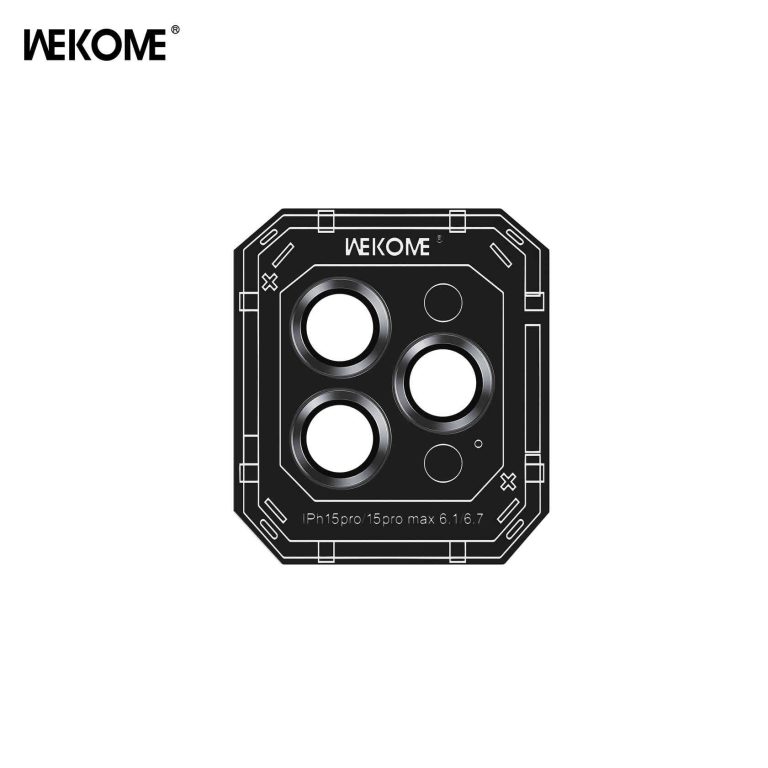 WEKOME WTPC-007 Vacha Series Corning Metal Lens Protector - Black for Iphone 15 Pro / Pro Max