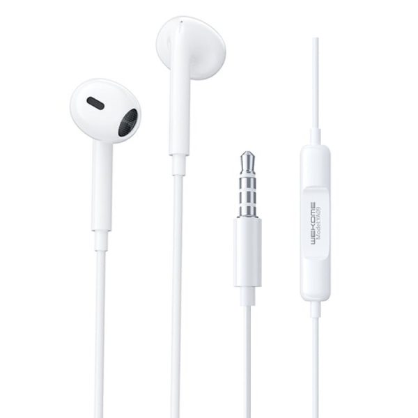 Wekome YA09 SHQ Series 3.5mm Music Semi-in-ear Wired Earphone - White