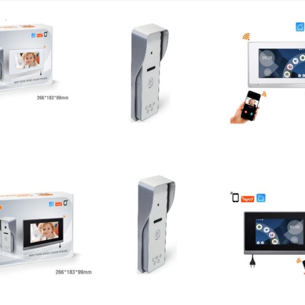 Wireless IP Intercom device consist of Indoor Screen & Outdoor Station Model SKY-IP-M75T-TUYA + SKY-IP-P4 with Dimensions: 122*48*20 mm